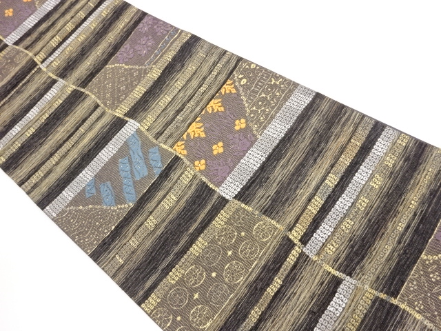 JAPANESE FUKURO OBI / WOVEN ABSTRACT STRIPE